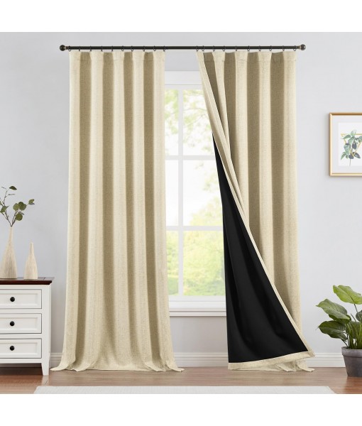 Beige thermal insulation blackout curtains