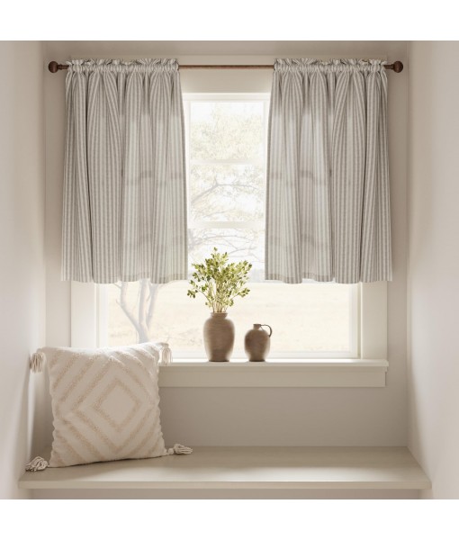 Country Striped Linen Kitchen Curtains