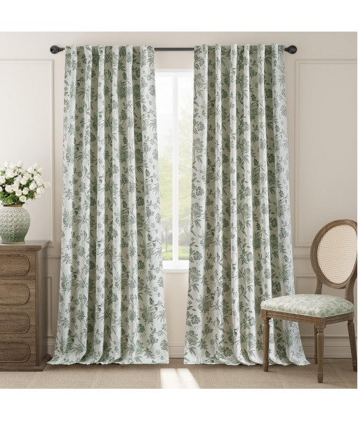 Sage Green Printed Blackout Curtains