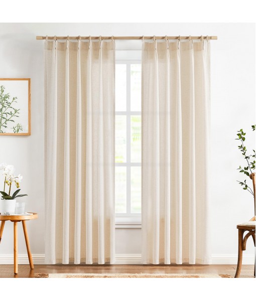 Beige Linen Blend Light Filtering Curtains