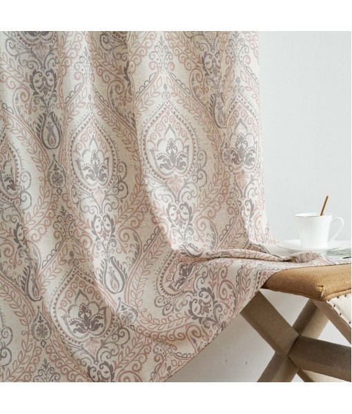 Long Sage Green Damask Round Curtain