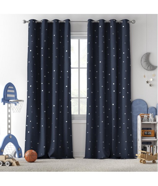 Navy Polka Dot Thermal Insulated Blackout Curtains