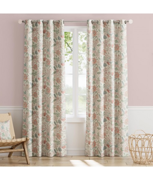 Pink floral curtains