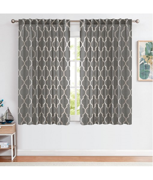 Gray geometric lattice style curtains