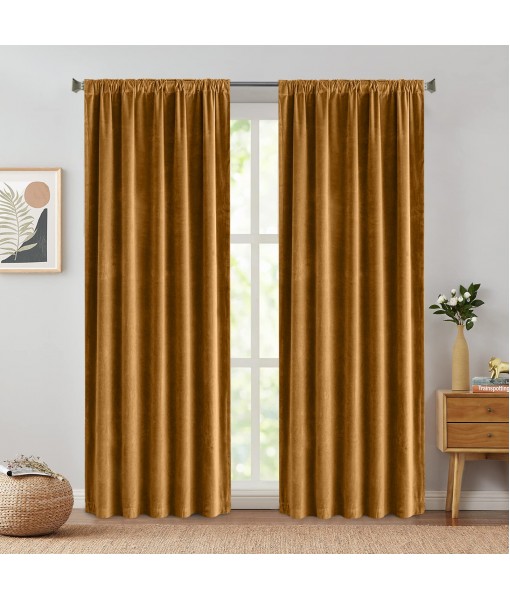 Golden Brown Velvet Soft Blackout Curtains