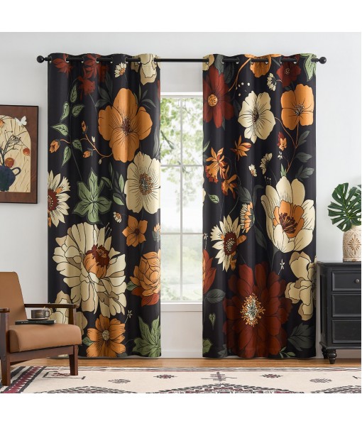 Vintage Floral Bedroom Blackout Curtains