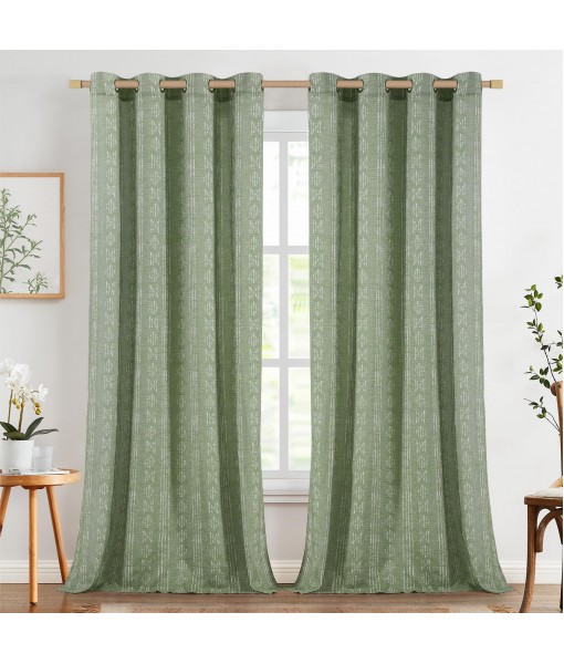 Farmhouse Sage Green Boho Linen Curtains